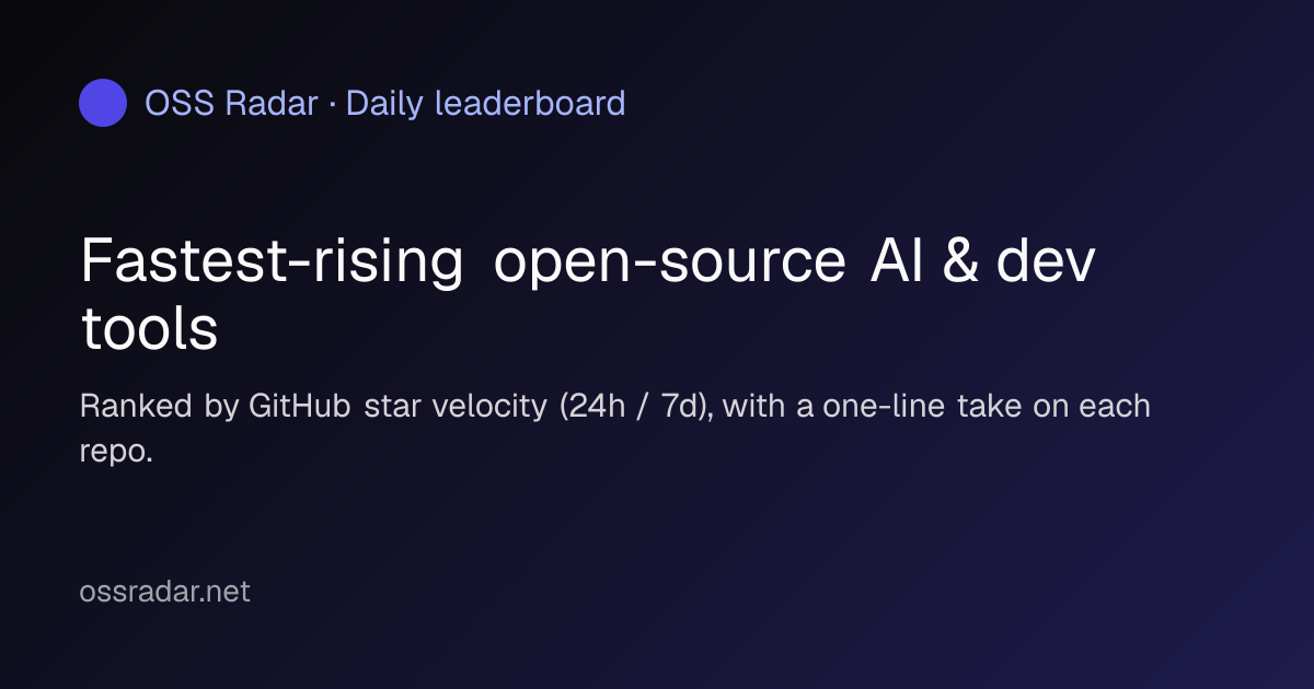 Trending AI & dev-tool GitHub repos today · OSS Radar